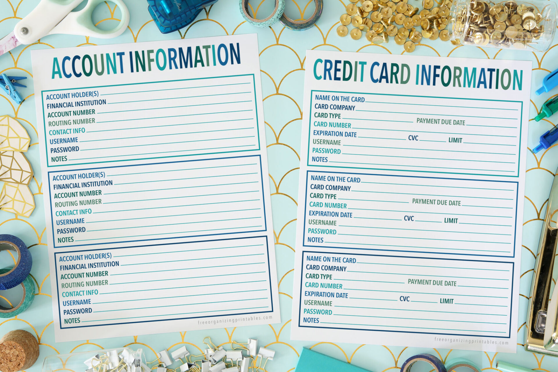 account information sheet printables | free organizing printables